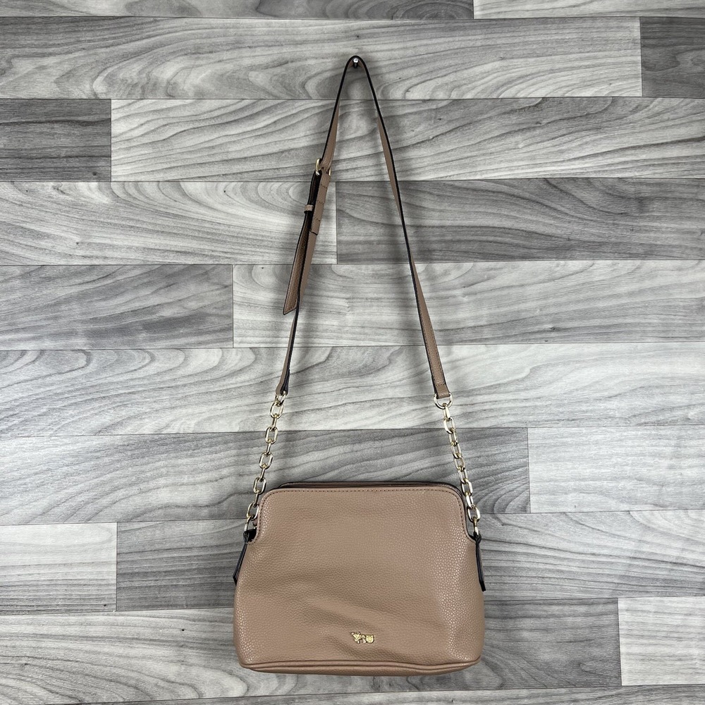 Matthew And Julian Purse Hand Bag Crossbody Chain Accent‎ Brown Tan Beige